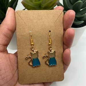 Halloween Blue Cat Drop Earrings